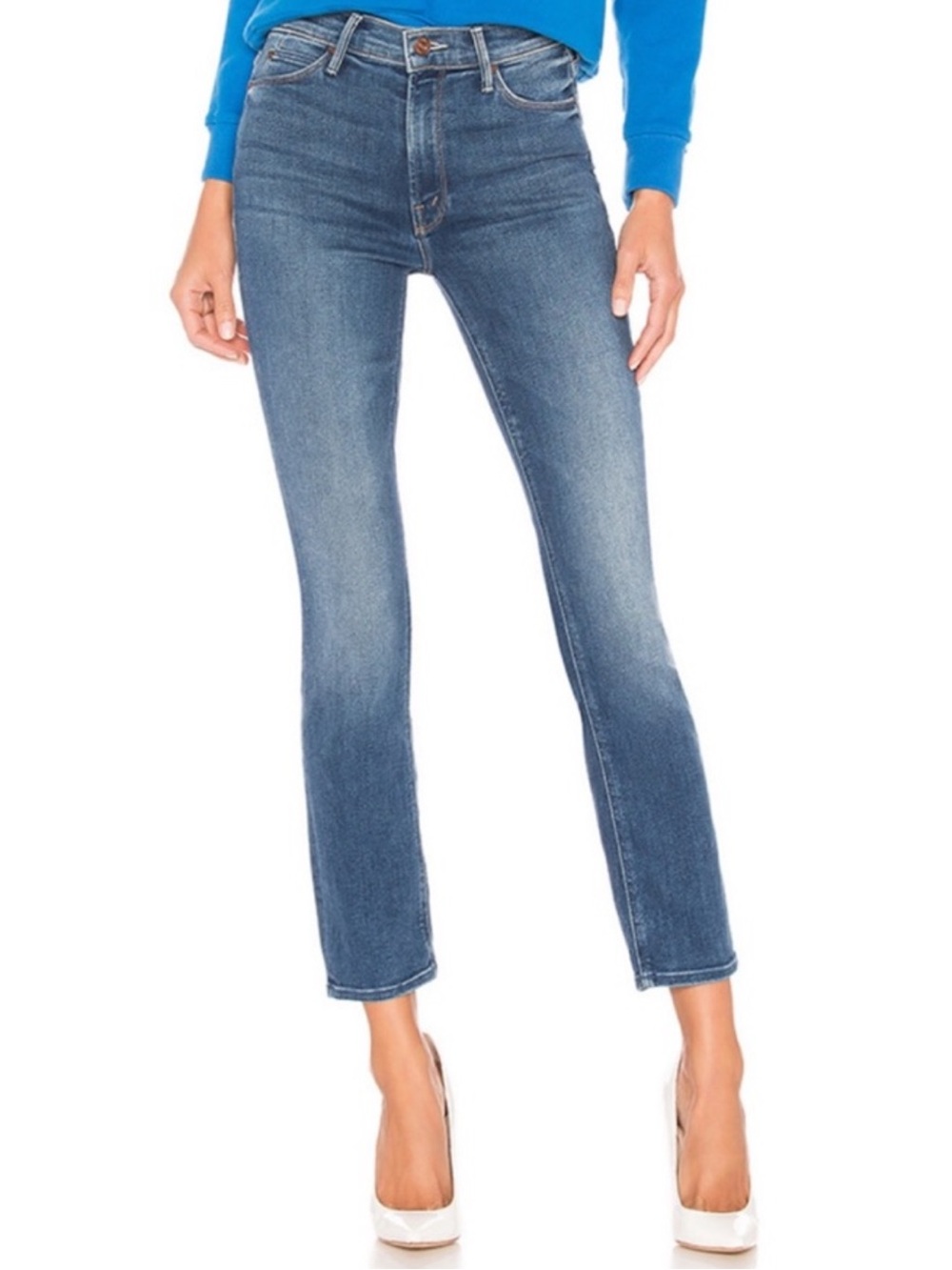 Mother Mid Rise Dazzler Ankle Jean On The Edge